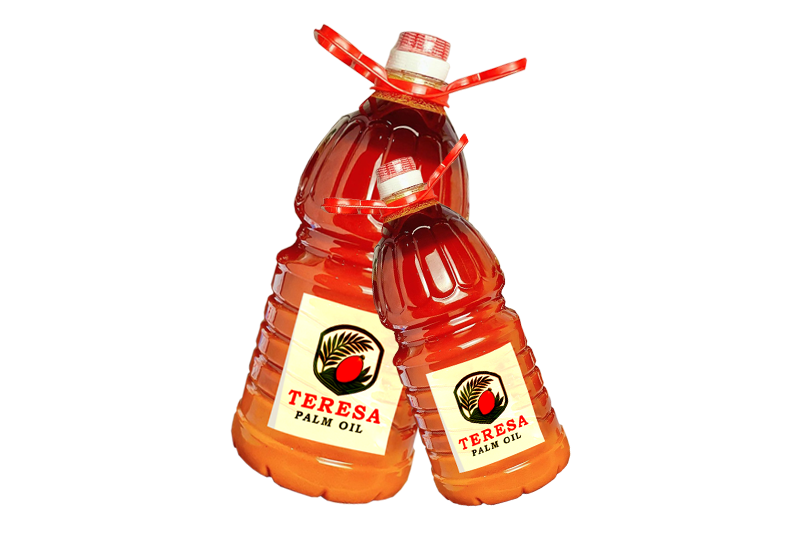 Palm oil bottles for household use in Nigeria.